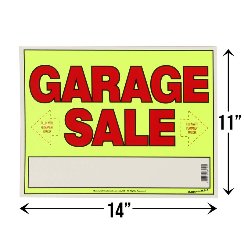 Sunburst Systems 3030 Garage Sale Sign Kit Includes: 3) Large Signs, 3) 11 x 14 Signs, 1,200 Yellow, Pink & Green Price Stickers, and 20 Large Pricing Cards - Image 3